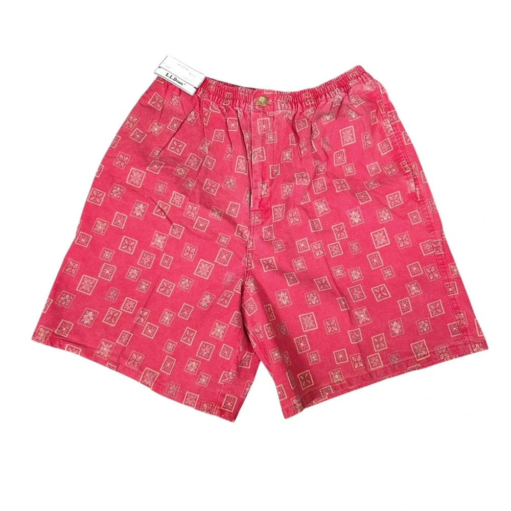 Lot Of 2 NWT LL‎ Bean Mens Y2K Blue Red Shorts Geometric Southwestern Large New